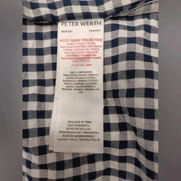 Peter Werth NWT 100% Cotton L/S Button Down Shirt Black and  White Size Small - Picture 8 of 8